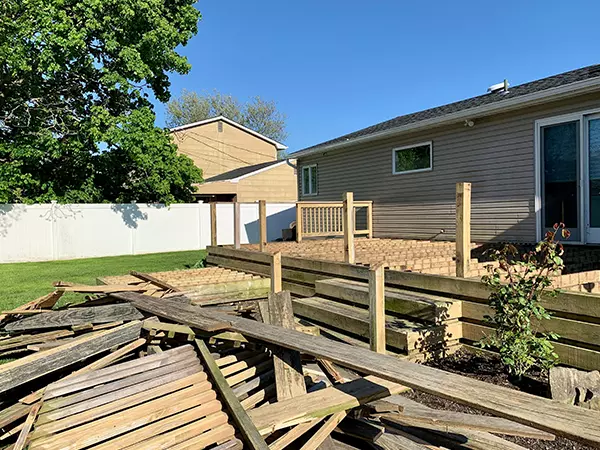 Old deck torn apart in Knoxville, Tennesee